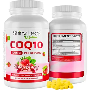 CoQ10 100mg Strawberry Chewable Tablets 30/90 count - Shiny Leaf