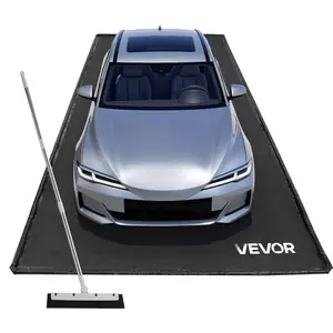 VEVOR Containment Mat, 7 ft 9 inx 18 ft, Non-Slip PVC Garage Floor Mat with a Cleaning Squeegee, Heavy Duty Durable Waterproof Containment Protection from Snow, Rain and Mud for Cars Parking, Black