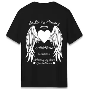 Custom Memorial Tribute Back Graphic Shirt Angel Wings Halo Heart Remembrance Family Sympathy Gift