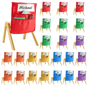 VEVOR Chair Pockets for Classroom, 24 Pack, 14 x 15 Inches Chairback Buddy Pocket with Name Tag, 6 Bright Colors, Back of Chair Organizer for Kids in Classroom, Kindergarten, School, and Home