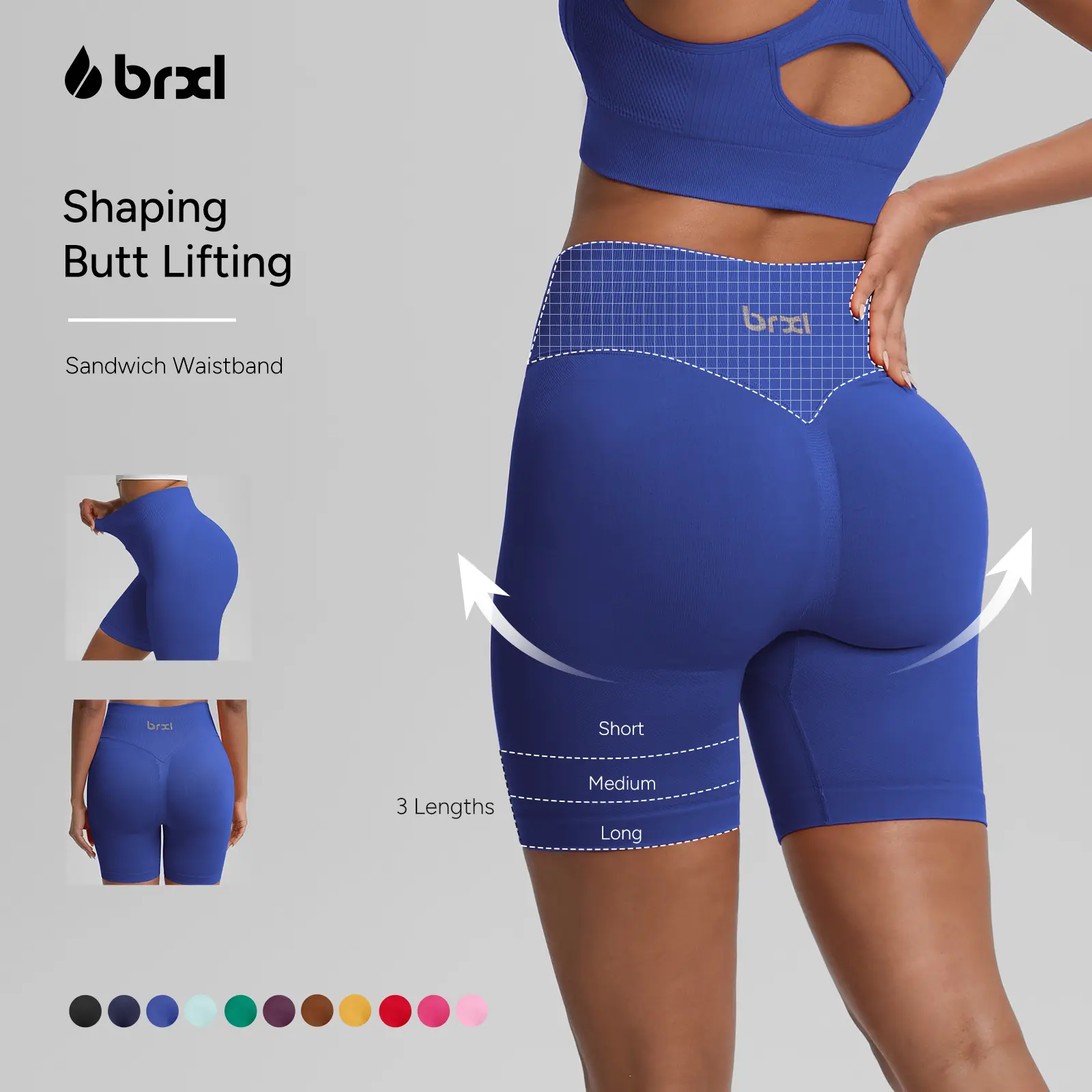 BRXL【Discount for live】Seamless Workout Shorts for Women Multiple Inseam Lengths 2.5 3.6 4.5 Inch Invisible Tummy Control Breathable Quick Dry Lycra Nylon Spandex for Yoga Gym Running Spring Summer-brxl-3