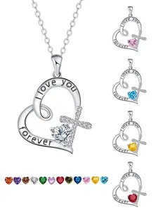 Heart Cross Linked Love Gemstone Necklace, New Design Heart Shape Pendant, Eternal Promise Jewelry for Women, Perfect Gift Idea