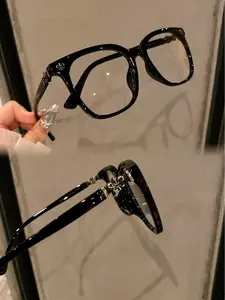 Black warrior 2026 Trendy Square Anti Eye Strain Blue Light Blocking Glasses  Clear Lens Computer & Gaming  Minimalist Metal Frame Eyeglasses Y2K Style Non-Prescription Flat Anti-Radiation Eyewear Fashion Blue Light Filtering