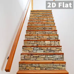 2D FLAT Stair Self-Adhesive Decorative Stickers | Easy to cut, no tools required | 39.37×7.08 inches, 13-piece set | DIY enthusiasts / renters / home decor & renovation