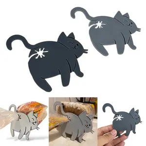 2pcs 3D Cat Butt Bread Bag Clip Snack Bag Sealing Clip Novelty Kitchen Gadget Food Storage Bag Clip For Cat Lovers Holder