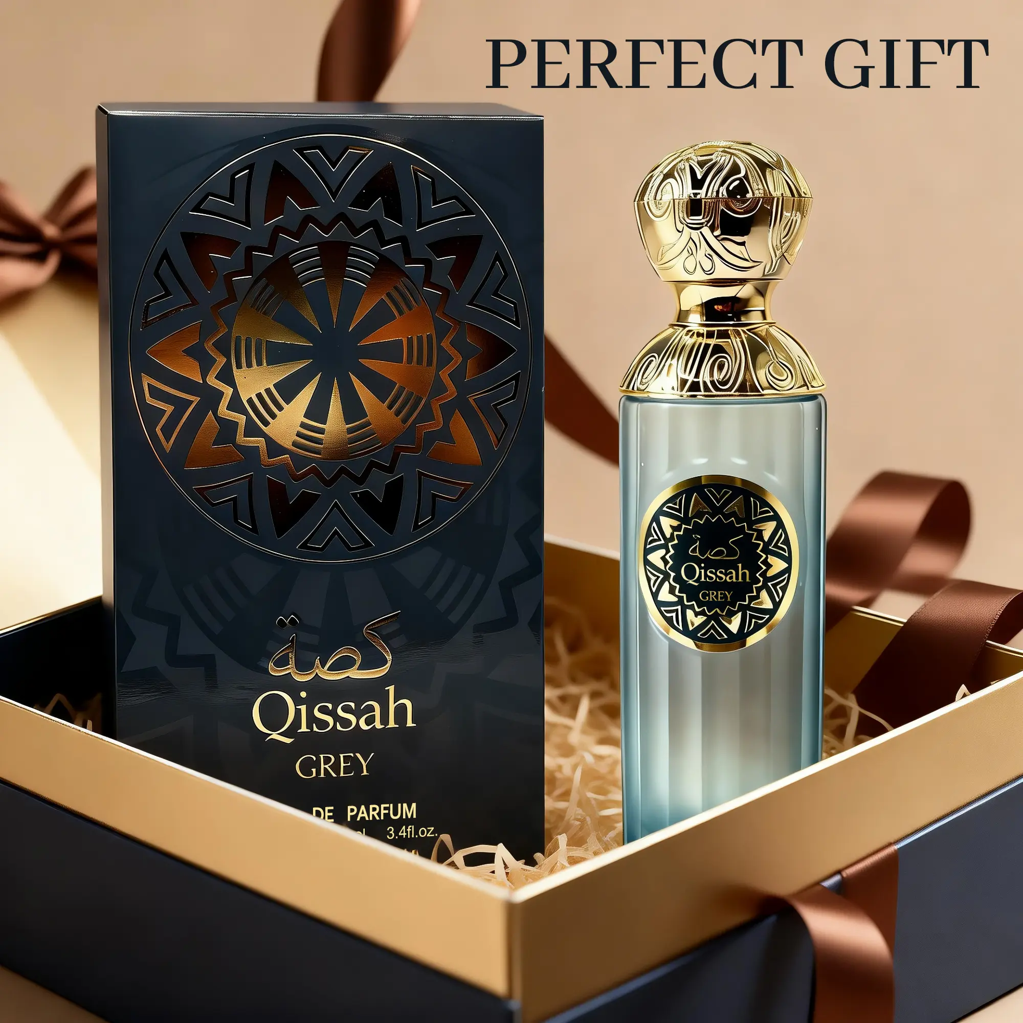 KLOTHERY Qissah Grey Eau de Parfum for Men 100ml - Sophisticated Woody Leather Fragrance with Bergamot Oud and Amber Long Lasting Luxury Scent Ideal Gift for Him