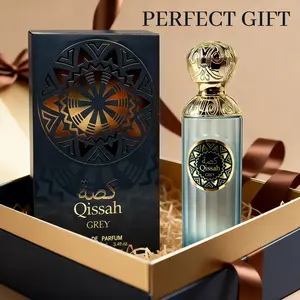 KLOTHERY Qissah Grey Eau de Parfum for Men 100ml - Sophisticated Woody Leather Fragrance with Bergamot Oud and Amber Long Lasting Luxury Scent Ideal Gift for Him