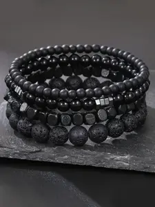 Men's Fashion Stone Beaded Bracelet Set, 4 Counts Casual Trendy Beaded Bracelets, Fashion Accessories for Daily Wear, Trendy All-match & Exquisite Jewelry for Birthday Gift, Bracelets Stack, Stackable Bracelets, Beads Bracelets