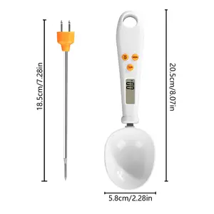 Digital Temperature Food Scale Spoon High Precision 0.1g/0.01oz for Kitchen with Temperature Sensor LCD Display Detachable for Easy Cleaning for Flour Coffee Protein Liquids Measuring Cup Included Utensils