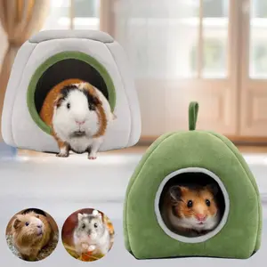 2PCS Small Pet Warm Plush Nest - Bite-Resistant Washable Guinea with -Slip Hideout Bed, Cozy Hamster Hedgehog Habitat Accessory Suitable for Hamsters, Hedgehogs, Sugar Gliders, Small Rodents summervibes