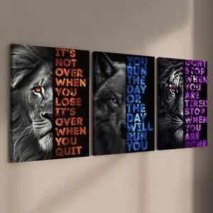 3-count wooden frame canvas, animal-powered inspirational decorative poster, perfect living room and bedroom decoration, fashionable family poster, modern home decor, modern wall art, Decorative Artwork