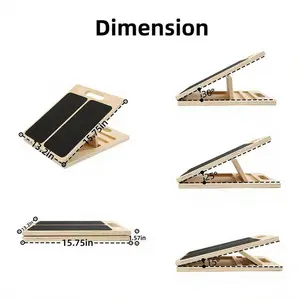 Slant Board for Calf Stretching 5 Angle Portable Adjustable Calf Wooden Stretch Board with Training Poster 300lb Weight Capacity for Ankle Heel Feet Leg Knees Physical Therapy Equipment