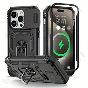 Military Grade Armor Phone Case with Magnetic Ring Holder, Shockproof Phone Protective Cover, Phone Accessories Compatible with Motorola Moto G 5G 2024 Smartphone, Cellphone Casing