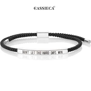 CASSIECA Dont Let The Hard Days Win Bracelet for Women Men Handmade Braided Adjustable Wrap Stainless Steel To My Daughter/Best Friend Inspirational Gifts Ladies Jewelry