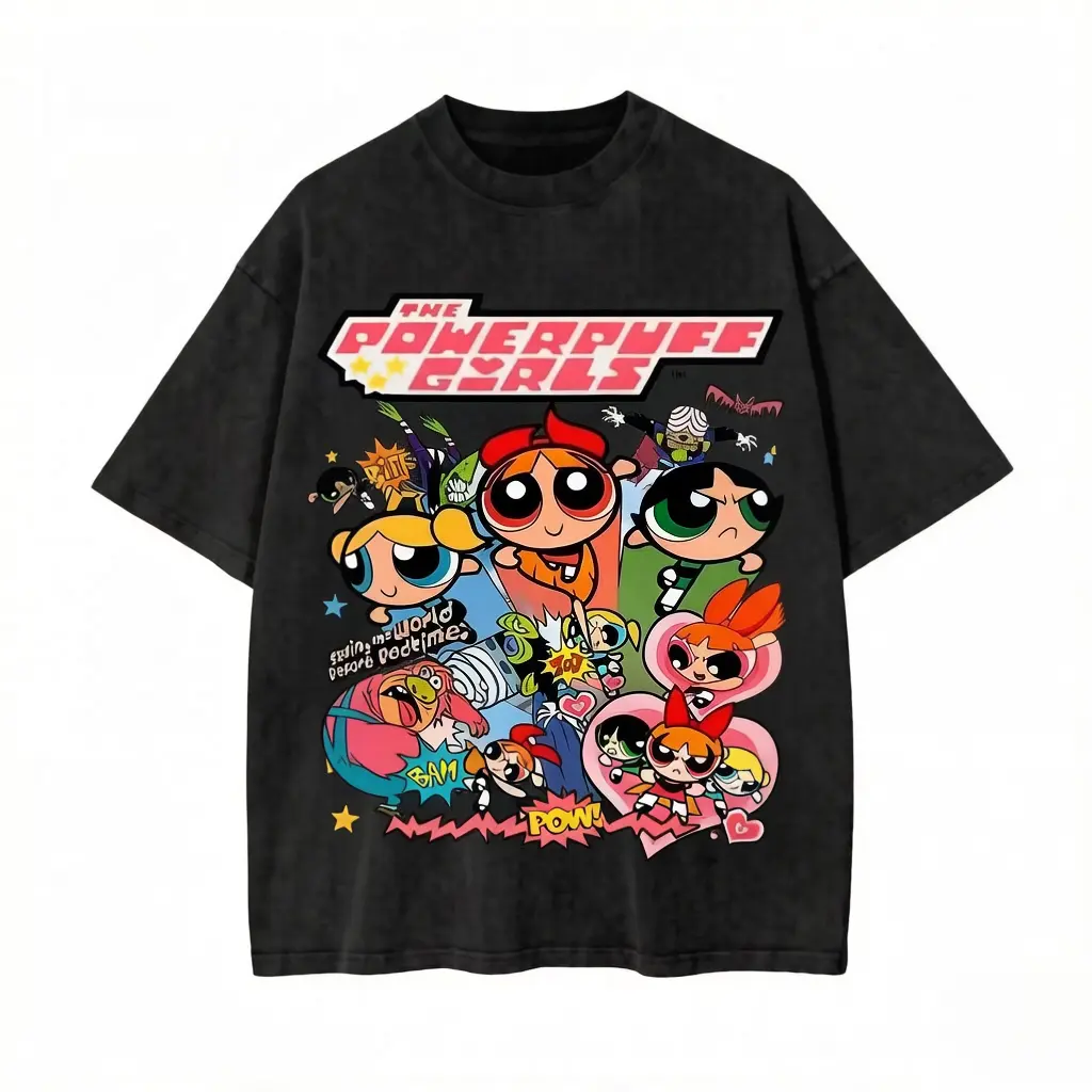 # Powerpuff Girls Vintage T-shirt, Aesthetic Graphic Tee Tshirts, Cute Retro Cartoon, Baddie Bubblegum Girl, Top Womenswear Streetwear Y2k Oversize Sweatshirt