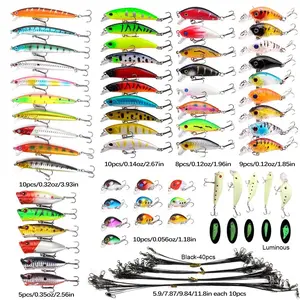 97PCS Fishing Lures Kit Mixed Including Minnow Popper Crank Baits with Hooks for Saltwater Freshwater Trout Bass Salmon Fishing