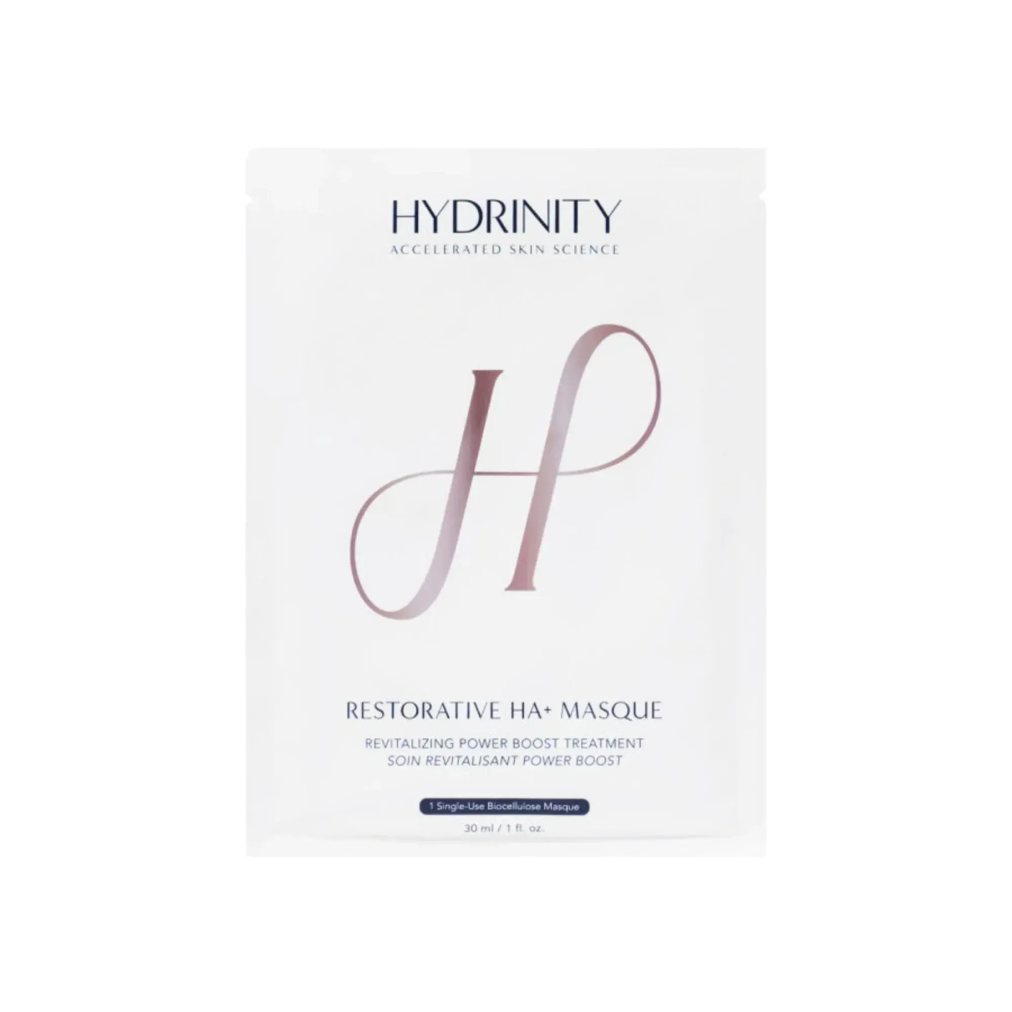 Hydrinity Restorative HA+ Masque, Biocellulose Hydrating Mask for Skin Repair, Deep Moisturizer with Probiotics for Sensitive Skin, Soothing, All Skin Types