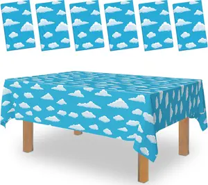 Cloud Tablecloth - 6 Pack Cloud Decorations - 58” x 108” Cloud Table Cover