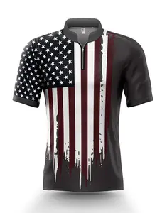 *FREE Custom Name & Logo*Blacked-Out USA Bowling Jersey Shirts S-5XL