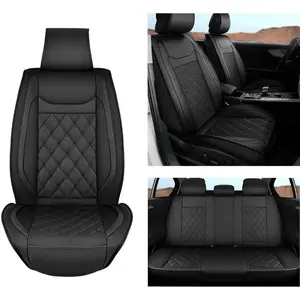 Nilight Universal Fit Waterproof Leather-Like Slip-Proof Tool-Free Full Set Black Car Seat Covers for 5-Seat Hyundai, Honda Accord, Kia Civic, Corolla, Camry, CR-V, RAV4, Fusion