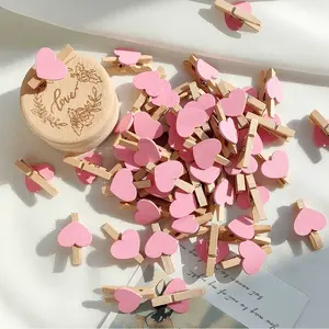 50pcs Mini Wooden Red Heart Clothespins. Cute Picture Hanging Clips for Photo Wall Polaroid Display. Scrapbooking Journaling Craft Supplies. Aesthetic Room Decor Valentine Wedding Favors. #photowall #roomdecor #crafts