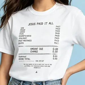 Vintage 'Jesus Paid It All' T-Shirt, Christian Graphic Tee in Heavyweight 100% Cotton, Casual Streetwear with Distressed Lettering, Tshirt