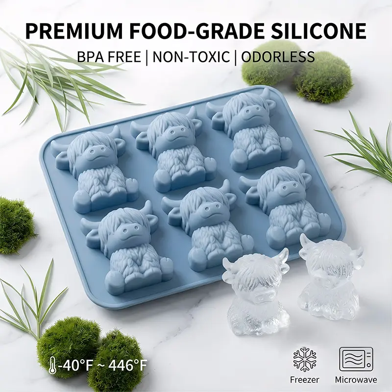 Highland Cow Food-Grade Silicone Mold - Flexible, Reusable, Non-Stick, Non-Toxic Tray for Home Kitchen DIY Projects, Everyday Fun - Kitchen Bakeware, Gifts, Parties