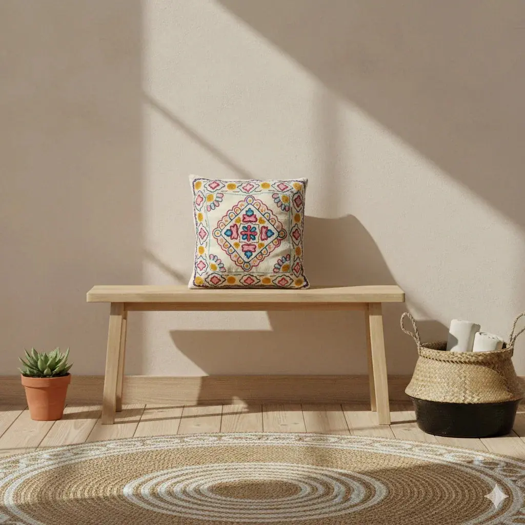 Handmade Embroidered Cushion Cover