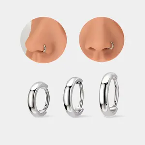 Oufer 20G Chunky Fake Gauge  Hinged Segment Stainless Steel Nose Nostril Nose Piercing Ring