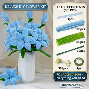 SpringGlowUp 613pcs Twist Rod Pipe Cleaner Craft Kit - 100pcs Green, 100pcs Vibrant Color Rods - Decorative DIY Supplies for Floral Arrangements, Party Decor