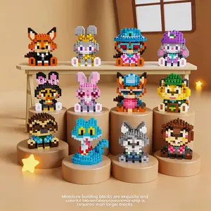 Animal City Building Blocks Cartoon Character Brick Set Assembly Puzzle Toy for Kids Gift