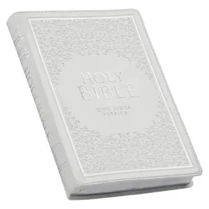 KJV Holy Bible, Thinline Large Print Faux Leather Red Letter Edition Thumb Index & Ribbon Marker, King James Version, White (KJV Thinline LP Editions)