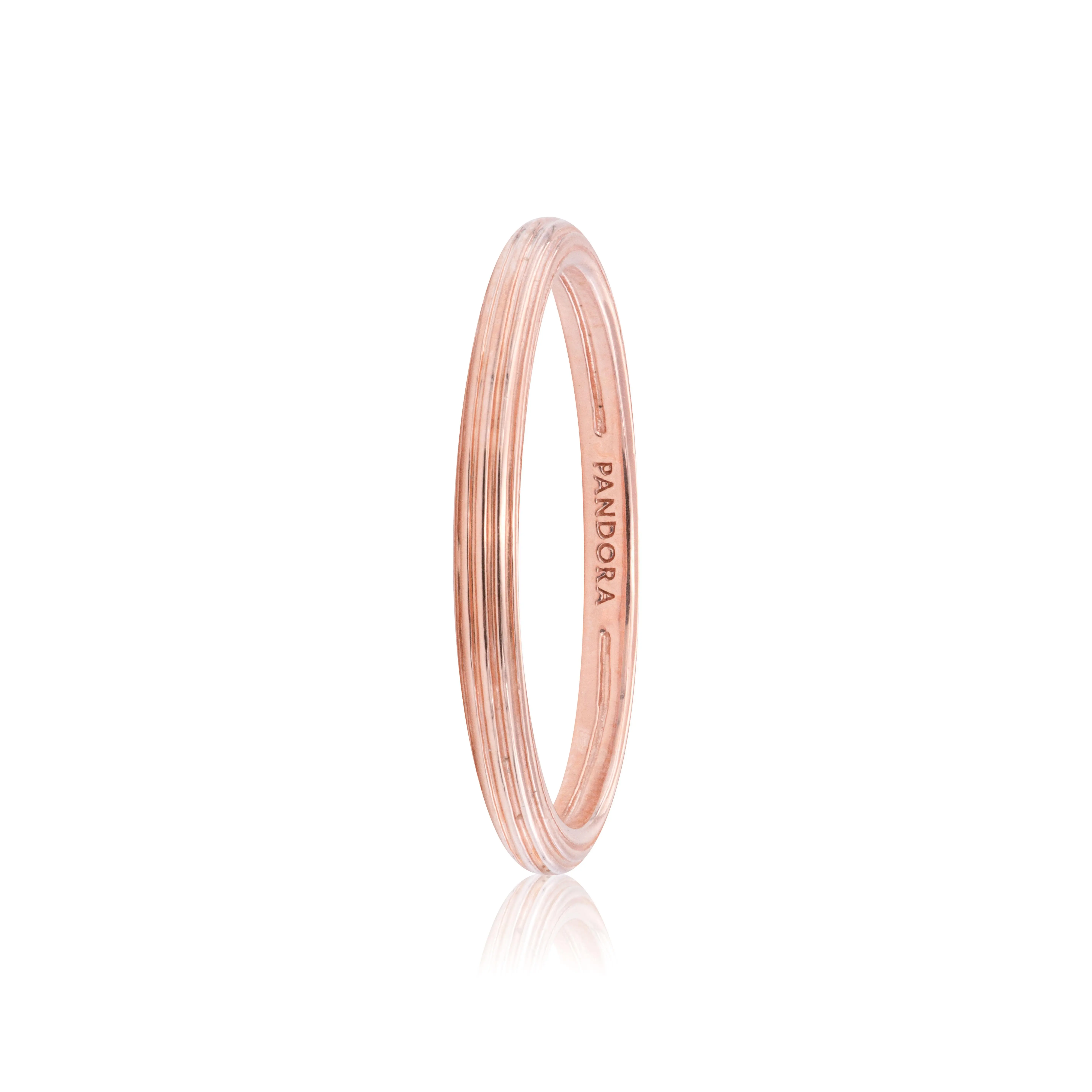 PANDORA ME Stackable Ring for Women, 14-Karat Rose Gold-Plated Metal with Grooved Design for Mix-and-Match Personalization, Stackable Rings, Grooves, Me Series, Statement Stacking Ring