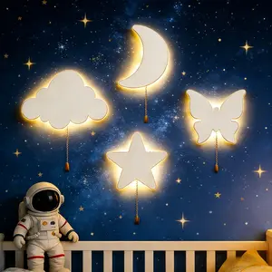 1pc Star And Cloud Lights, Include Star, Cloud, Moon, Home Decor, Wall Hanging Ornaments, Party Night Lights, Birthday Party, Room Ambiance Lighting, Bedroom Led Lights, Decoration Props, Battery-Operated (Batteries Not Included)