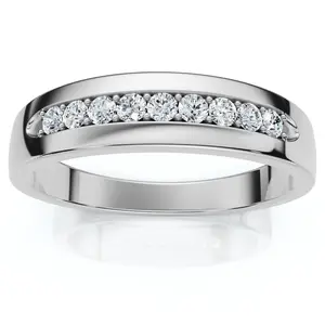 Mens 1/4ct Diamond Wedding Ring 10k White Gold Anniversary Band