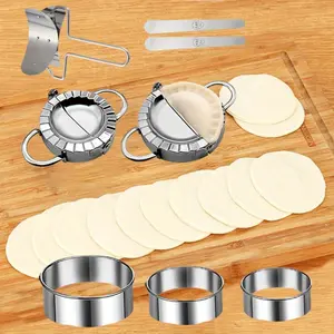 8Pcs Dumpling Press Molds Set and Cutter, Kitchen Accessories for Make Dumpling Skin, Stuffing, Empanadas, Ravioli