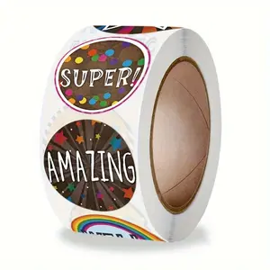 500pcs/Roll Packing Tape Closure Stickers，Design Reward Stickers Suitable for Teachers, Adults, Parents, Classrooms, Schools, Work, Learning, T