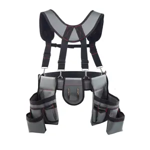 VEVOR Tool Belt, 22-Pocket Storage with Suspenders for Men, Heavy Duty Adjustable Utility Belt Bag for Electrician, Carpenter, Construction, 32-68in Waist