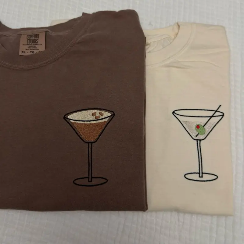 Summer drinks embroidered summer spring comfort colors shirt/  comfort colors tee/ summer embroidered shirt