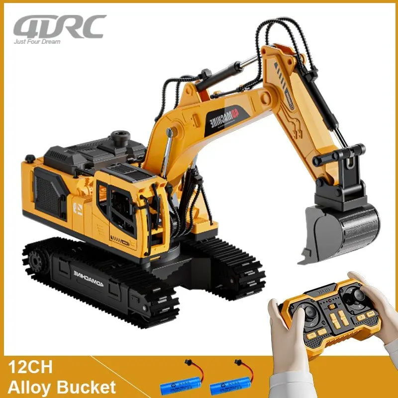 12 Channel Hobby Grade RC Excavator Toy, Alloy & Plastic Construction Vehicle, High-Tech Remote Controlled Model, Perfect Gift for Boys & Adults