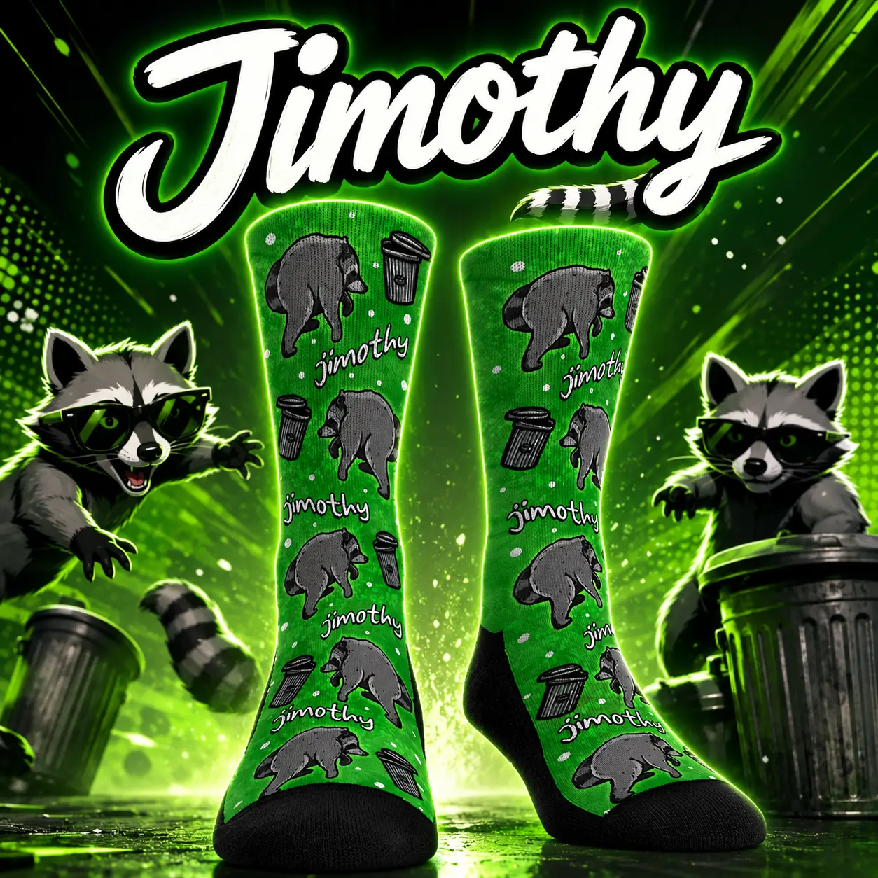 Jimothy the Raccoon Viral Crew Socks