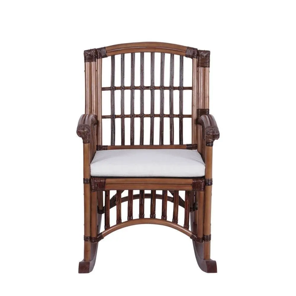 Swayze Bohemian Farmhouse Woven Rattan/Wood Rocking Chair