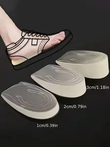 Silicone Transparent Height Increasing Insoles, Elastic Arch Support Cushioning Pads, Unisex Three Heights Available, All Seasons