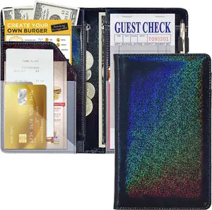 Server Book with Dual Zipper Pockets and Pen Holder For Waiter Waitress