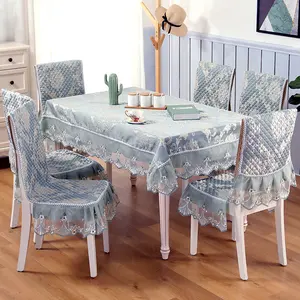 Soft Fabric Dining Room Combo Set, All-Round Chair Cover Stool Sleeve, Integrated Backrest Chair Cushion Cover, Multi-purpose Household Tablecloth for Dining Room Home Decor
