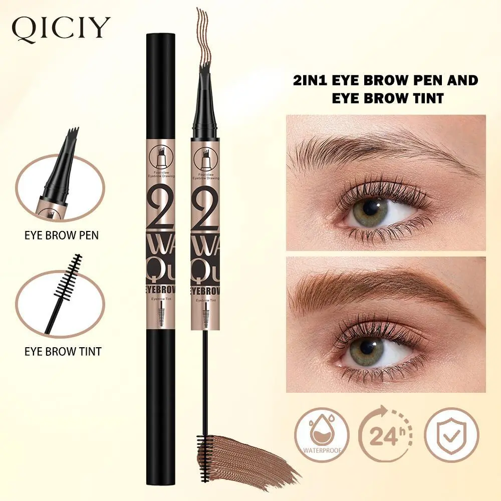 4-Prong Eyebrow Pen & 2-in-1 Brow Gel Set for Makeup Newbies Natural Hair-Like Brows in Minutes