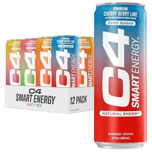 Cellucor C4 Smart Energy Drinks Variety Pack, Sugar Free Performance Fuel & Nootropic Brain Booster, Coffee Substitute or Alternative, 4 Flavor Tropical Oasis Variety 12 Pack
