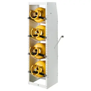 【Father's Day Gift】Refrigerant Cylinder Tank Organiser, 4-Tier 14.8x13x52 in White Powder-Coated Carbon Steel Rack for 4 Cylinders with Top Storage Shelf, for Cargo Van Oxygen & Nitrogen Storage