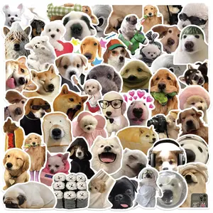 Cartoon Dog Pattern Sticker, 50pcs/set Cute Dog Expression Series Sticker, Decorative Sticker for DIY Scrapbooking, Journal Making, Gift Wrapping