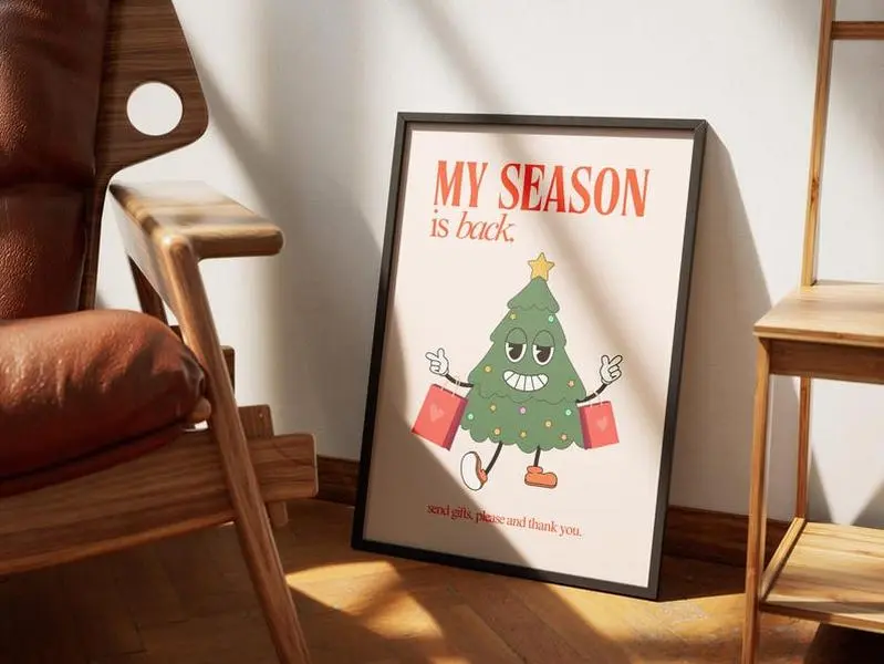 My Season Is Back Funny Christmas Poster, Holiday Decor With Cute Christmas Tree, Festive Wall Art For Xmas Lovers, Christmas Decor Unframed Poster